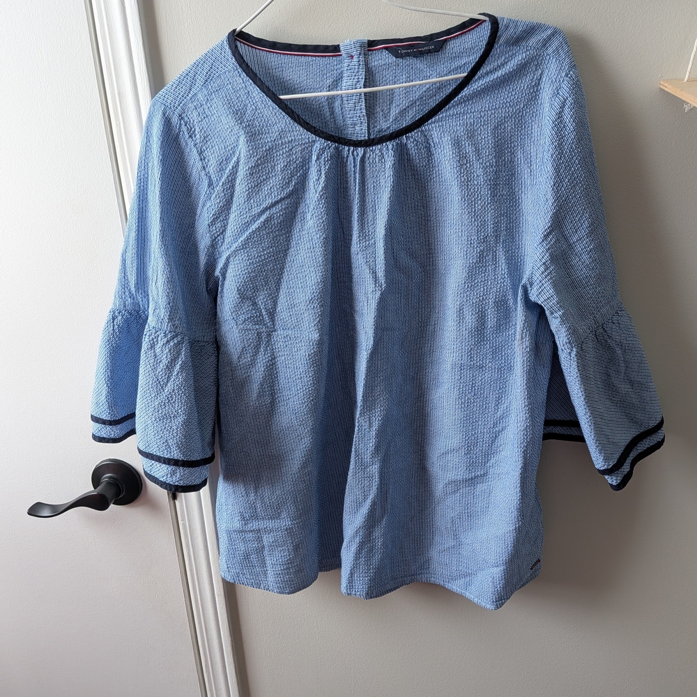 Tommy Hilfiger Blue and Black Striped Shirt